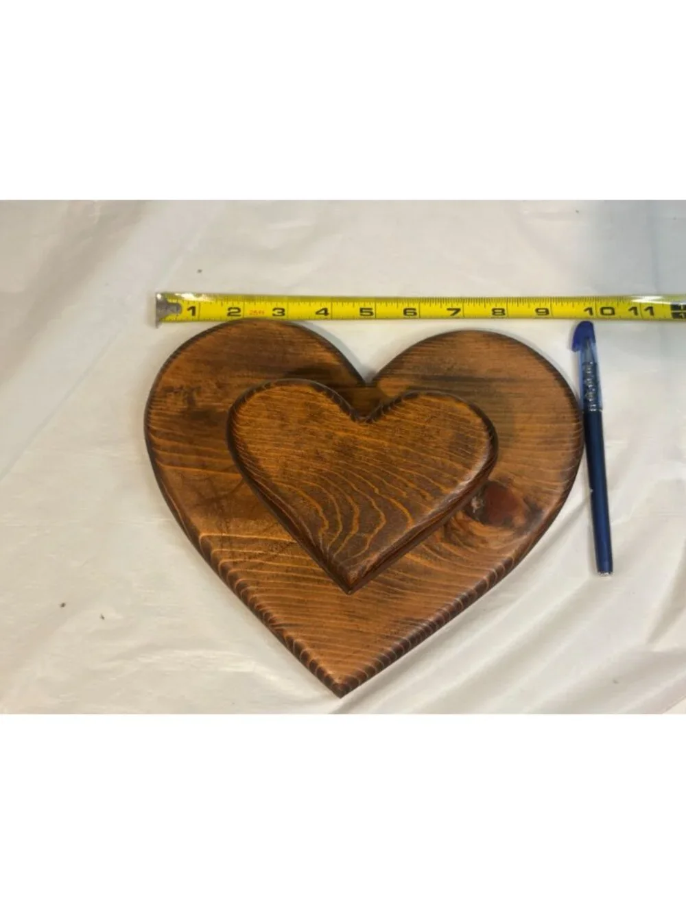 Handcrafted Wooden Heart-Shaped Double-Tiered Quilt Display Rustic Brown Finish